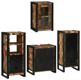 vidaXL Conjunto de Móveis para Banheiro com prateleira com porta 4 pcs