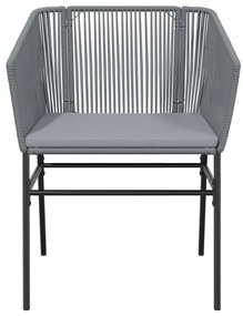 Conjunto jantar jardim 7 peças almofadas vidro vime cinzento PE
