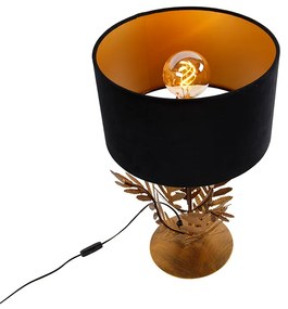 Candeeiro de mesa vintage ouro abajur veludo preto/ouro 35cm - BOTANICA Rústico