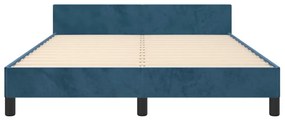 Estrutura de cama sem colchão 140x190 cm veludo azul-escuro