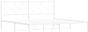 Estrutura de cama com cabeceira 200x200 cm metal branco