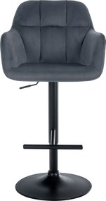 Banco de bar Natoma Veludo cinza escuro