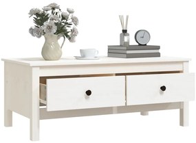 Mesa de centro 100x50x40 cm madeira de pinho maciça branco