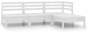 4 pcs conjunto lounge de jardim pinho maciço branco