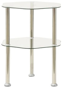 vidaXL Mesa apoio duas prateleiras 38x38x50cm vidro temp. transparente