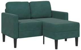 vidaXL Sofá 2 lugares com Chaise em L 125 cm veludo verde-escuro
