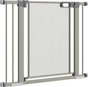 Barreira de segurança para animais de estimação com fecho automático de dupla bloqueio, largura 75-103 cm, cinzenta