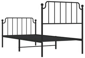 Estrutura de cama com cabeceira e pés 90x190 cm metal preto