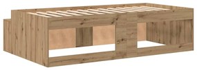 Estrutura de Cama de Armazenamento Carvalho Artesanal 90x190 cm