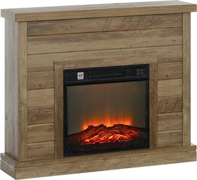 HOMCOM Lareira Elétrica 1800W Lareira Decorativa com Efeito de Chama Realista Temporizador para Ambientes de 30 m² 96,5x22x81,7 cm Efeito Madeira | Aosom Portugal