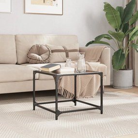 Mesa de centro com topo em vidro preto 50x50x40 cm aço