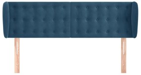 Cabeceira de cama c/ abas veludo 147x23x78/88cm azul-escuro