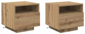 Cômodas vidaXL com luzes LED 2 pcs Carvalho Artesanal 40x39x37 cm