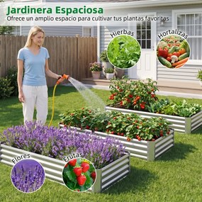 Floreira Elevada para Flores, Frutos e Ervas, 179,5 x 92 x 29,5 cm, Fundo Aberto, Prateado