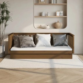 Sofá-cama 100x200 cm madeira pinho maciça castanho mel
