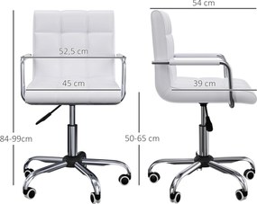 Cadeira de escritório, giratória com altura ajustável, revestimento sintético acolchoado branco