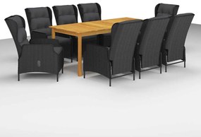 vidaXL 9 pcs conjunto de jantar para jardim cinzento-escuro
