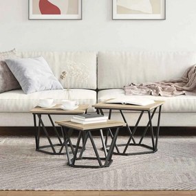 Mesas Laterais vidaXL 3 pcs Carvalho Sonoma Madeira Engenharia