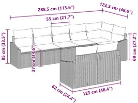 Conjunto de Sofás de Jardim com 8 Peças e Almofadas Cinza em Rattan