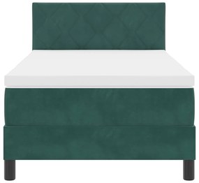 Cama Box Spring com Colchão Verde Escuro 100x200 cm Veludo