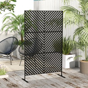Painel decorativo de proteção visual para exterior com padrão geométrico perfurado em metal - 122 x 45 x 198 cm, preto