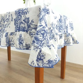 Toalha de Mesa Linho COL Toile de Jouy Blue Folho