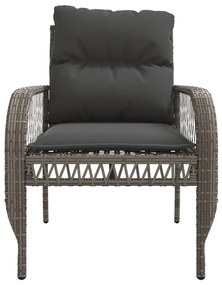 4 pcs conjunto sofás de jardim c/ almofadões vime PE cinzento