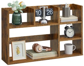 Prateleira de mesa Vasagle, armário de madeira para armazenamento de mesa com 6 prateleiras para mesa de computador, suporte de exposição de mesa de 3 níveis para escritório doméstico (marrom enferrujado)