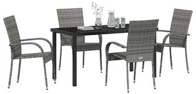 Conjunto de Jantar para Jardim 5 pcs Cinzento 4 Lugares