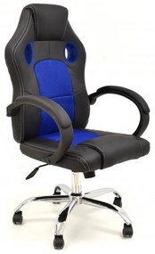 Cadeira de escritório SEPANG, gaming, pele sintética preta, tecido mesh azul