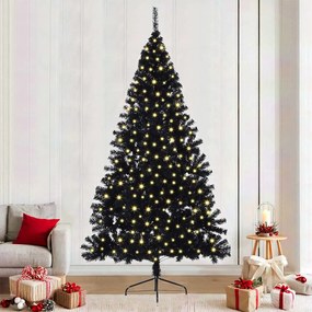 vidaXL Árvore de Natal Artificial Pré-iluminada Preto 240 cm PVC