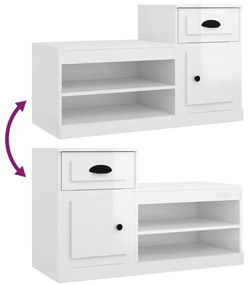 Sapateira 100x42x60 cm derivados de madeira branco brilhante