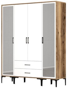 Roupeiro Kumsal RTR – Nogueira e Branco – 160x47,5x201,4 cm