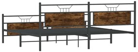 Estrutura de cama sem colchão 200x200cm metal carvalho fumado