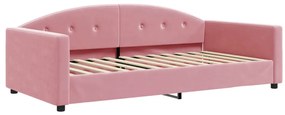 Sofá-cama com gavetão e colchões 100x200 cm veludo rosa