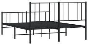 Estrutura de cama com cabeceira e pés 120x190 cm metal preto