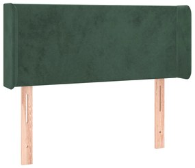 Cabeceira cama c/ luzes LED veludo 93x16x78/88 cm verde-escuro