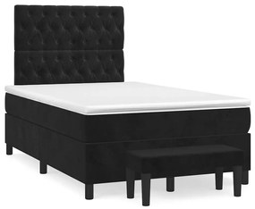 Cama boxspring com colchão 120x190 cm veludo preto