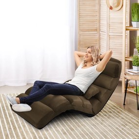 Poltrona reclinável ajustável em 5 direções com encosto, reclinável dobrável, 175 x 55 x 20 cm, cinza
