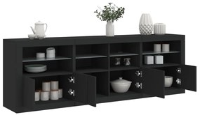 Aparador com luzes LED 202x37x67 cm preto
