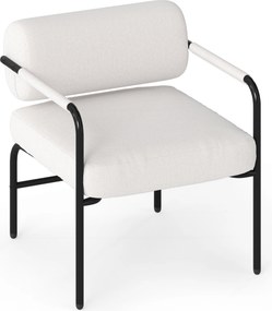 Poltrona moderna acolchoada com apoios de braços branca