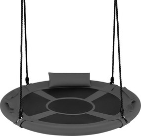 Baloiço redondo para crianças de 100 cm com correias ajustáveis, apoio de cabeça macio e alças, para uso interior e exterior, capacidade de 150 kg, a