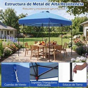Tenda Dobrável de Jardim Hexagonal, 361,5 x 361,5 x 265 cm, Altura Regulável, Azul