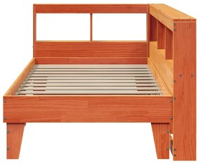 Cama com estante sem colchão 75x190cm pinho maciço castanho-mel