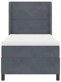 Cama Box Spring com Colchão e LED Cinza Escuro 90x190 cm Veludo