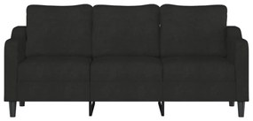 Sofá de 3 lugares tecido 180 cm preto