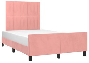 Estrutura de cama com colchão 120x190 cm veludo rosa