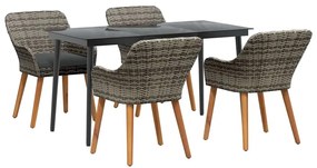 Conjunto de Jantar para Jardim com 5 Peças em Cinza com Rattan Sintéti