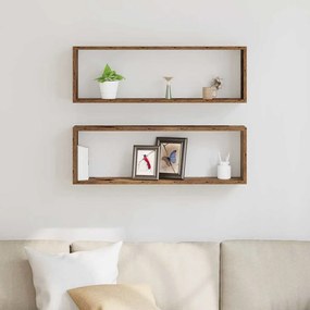 Conjunto de 2 Prateleiras de Parede vidaXL em Madeira Antiga 80x15x26