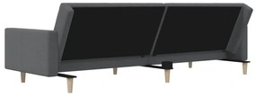Sofá-cama de 2 lugares tecido cinzento-claro